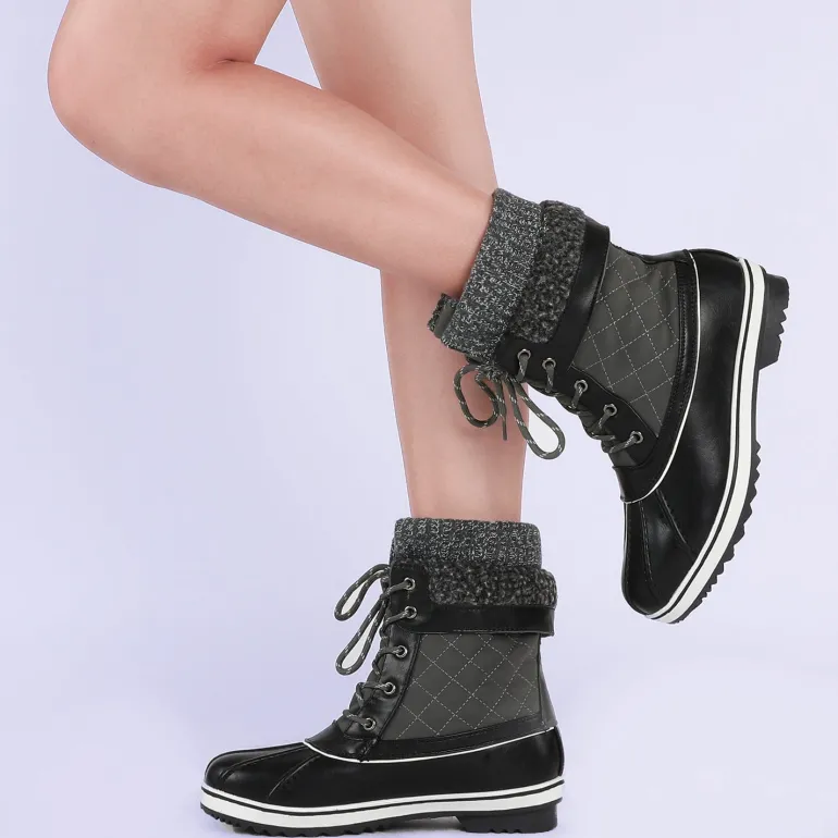 Mid Calf Lace Up Snow Boots