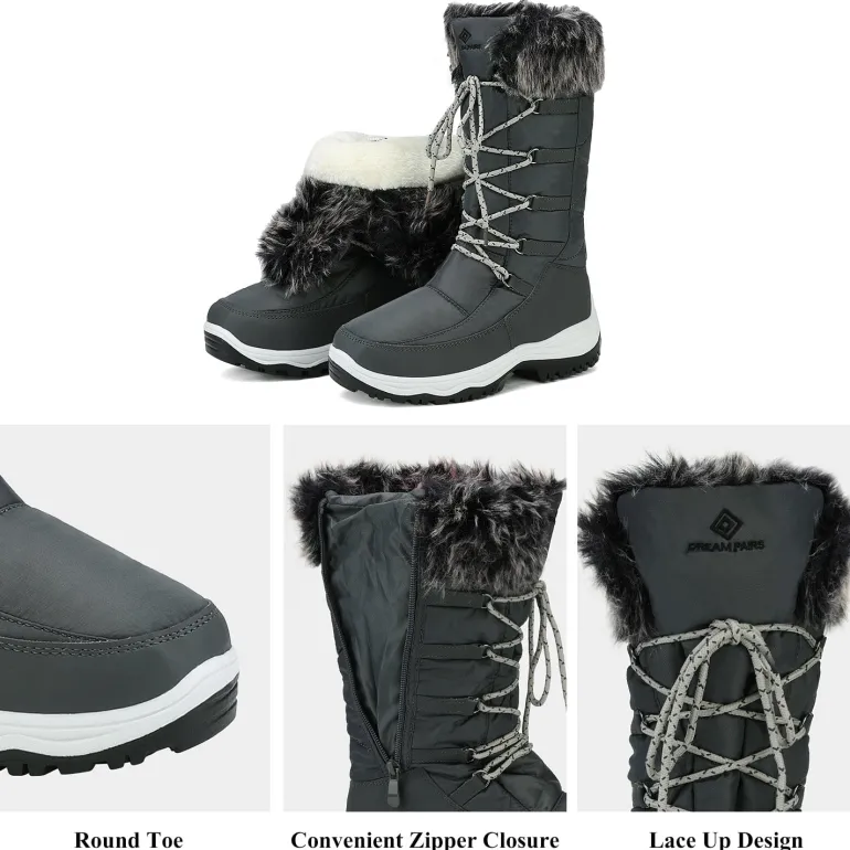 Mid Calf Lace Up Winter Boots