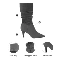 Mid-Calf Pointed Toe High Heel Boots