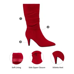 Mid-Calf Pointed Toe High Heel Boots