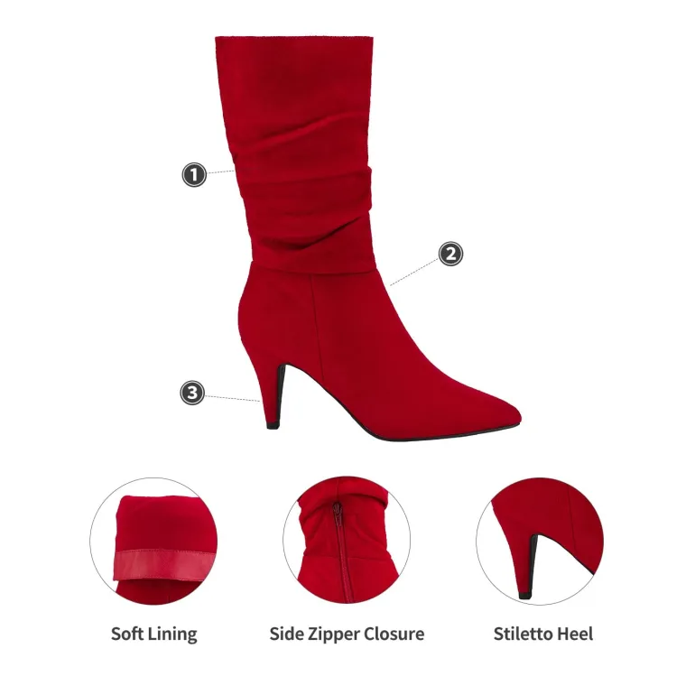 Mid-Calf Pointed Toe High Heel Boots