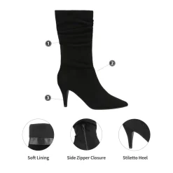 Mid-Calf Pointed Toe High Heel Boots