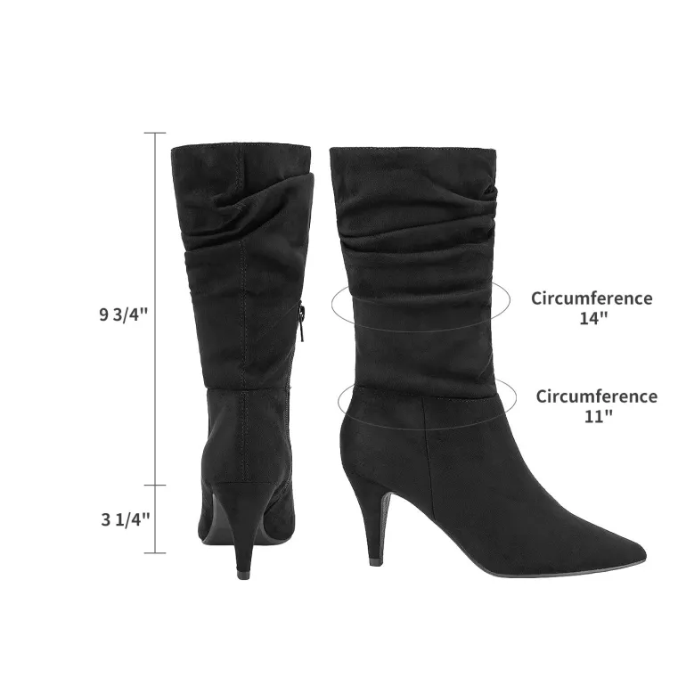 Mid-Calf Pointed Toe High Heel Boots