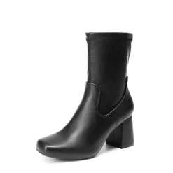 Mid Calf Square-Toe Gogo Boots