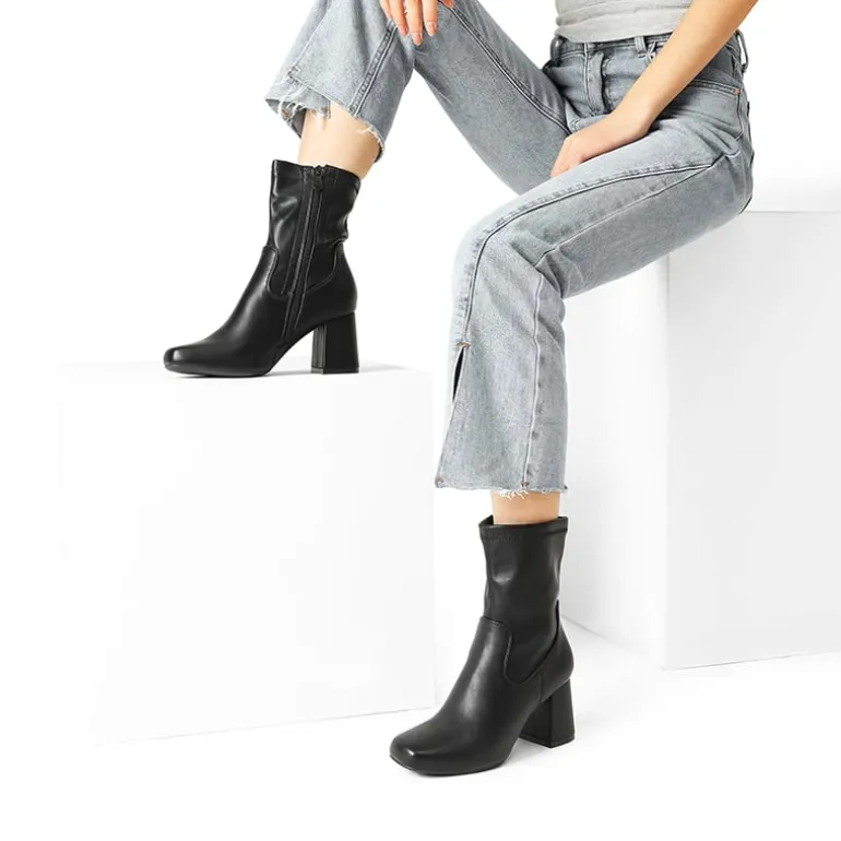 Mid Calf Square-Toe Gogo Boots