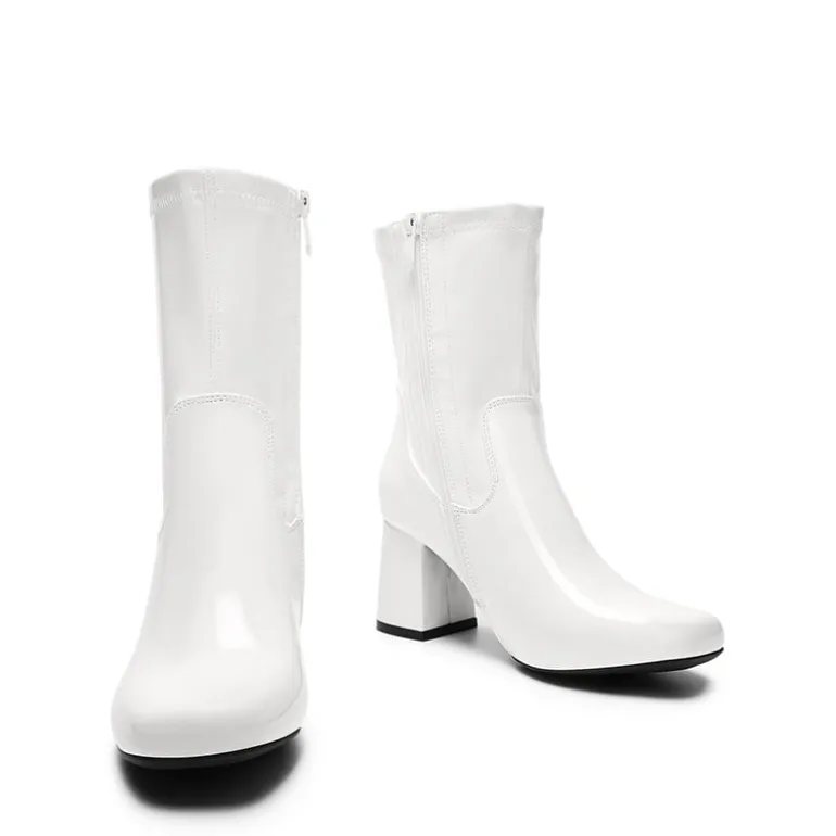 Mid Calf Square-Toe Gogo Boots