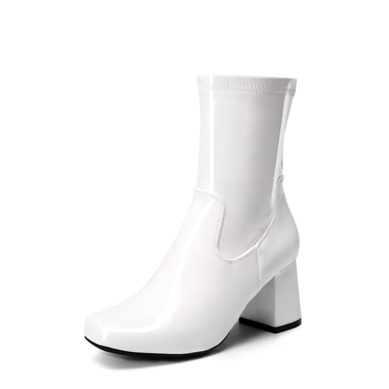 Mid Calf Square-Toe Gogo Boots