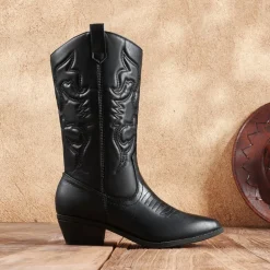 Mid Calf Western Cowboy Boots