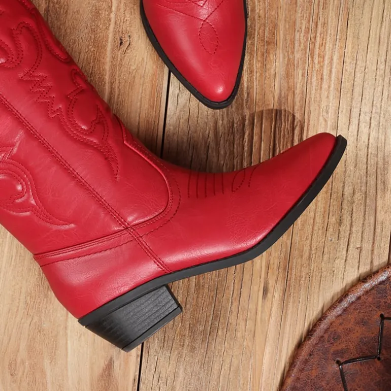 Mid Calf Western Cowboy Boots