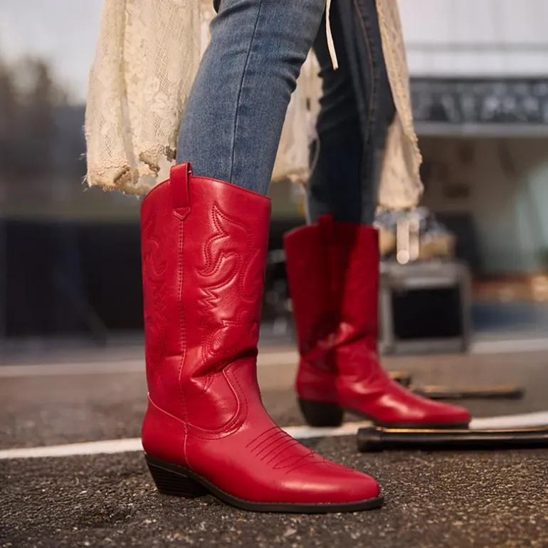 Mid Calf Western Cowboy Boots