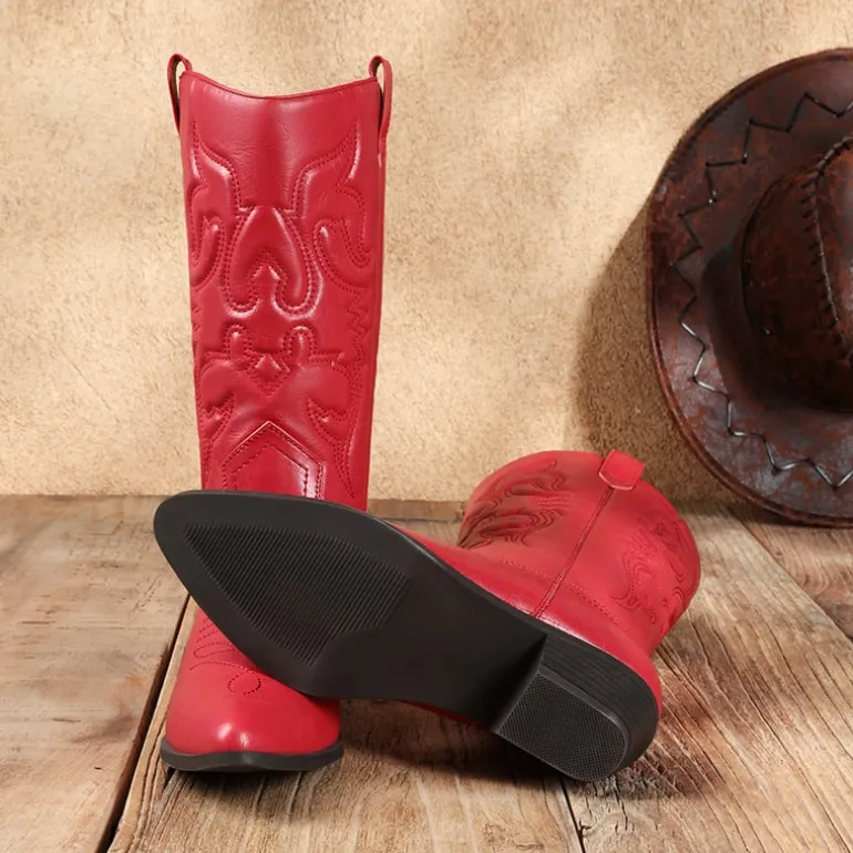 Mid Calf Western Cowboy Boots