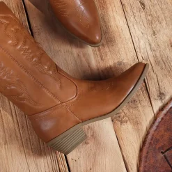 Mid Calf Western Cowboy Boots
