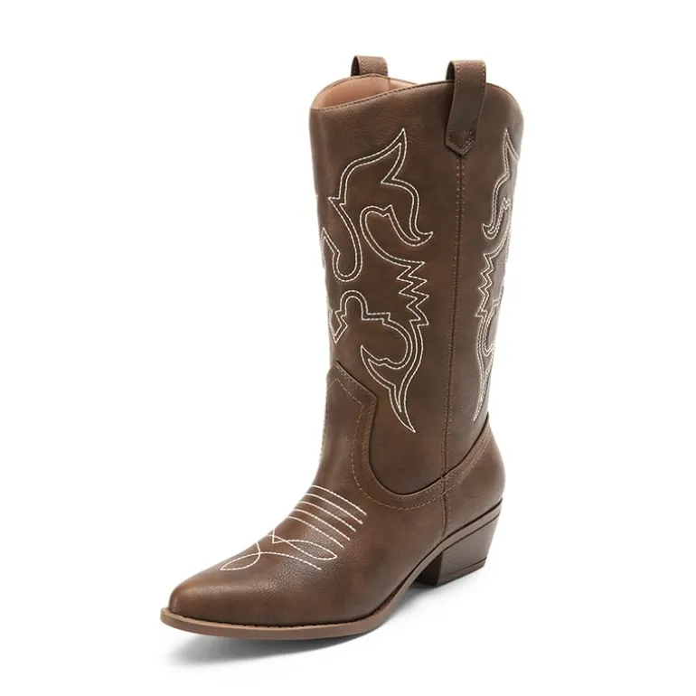 Mid Calf Western Cowboy Boots
