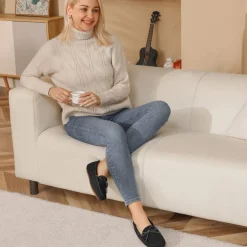 Moccasin Slippers with Faux Fur