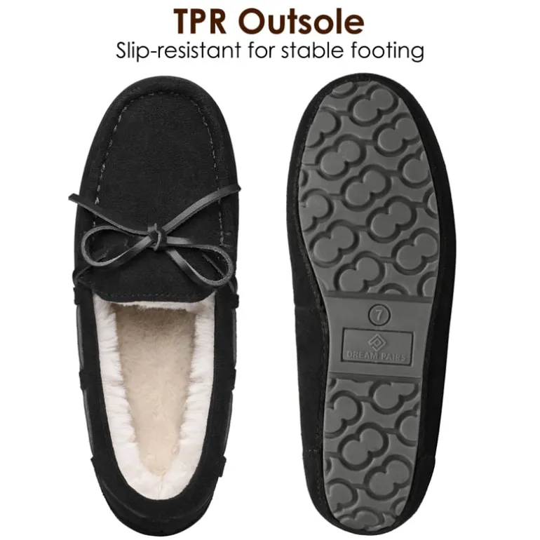 Moccasin Slippers with Faux Fur