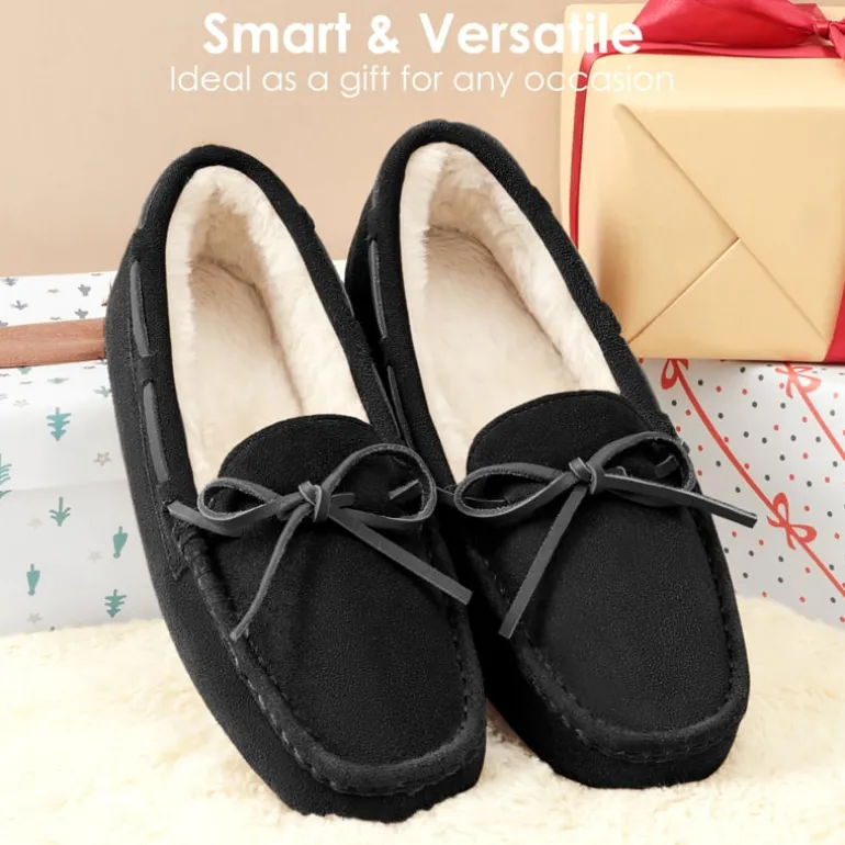 Moccasin Slippers with Faux Fur