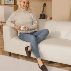 Moccasin Slippers with Faux Fur