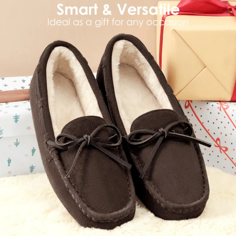Moccasin Slippers with Faux Fur