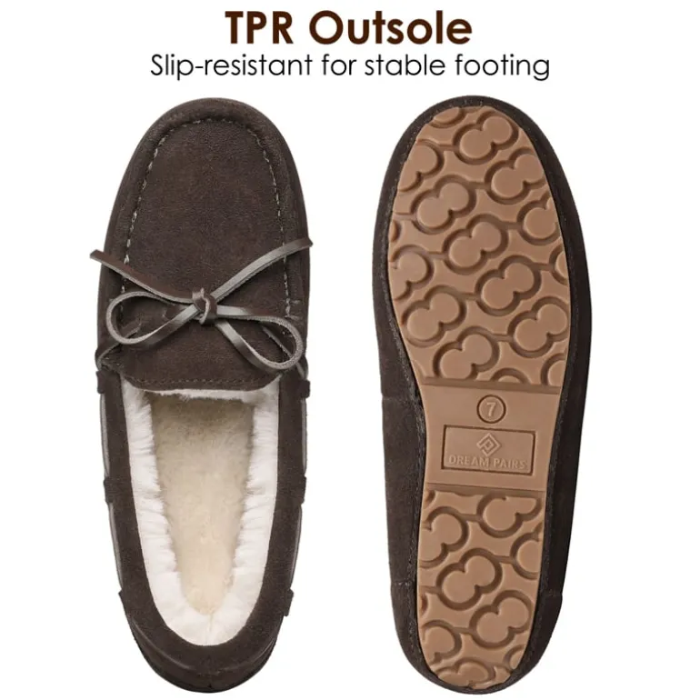 Moccasin Slippers with Faux Fur