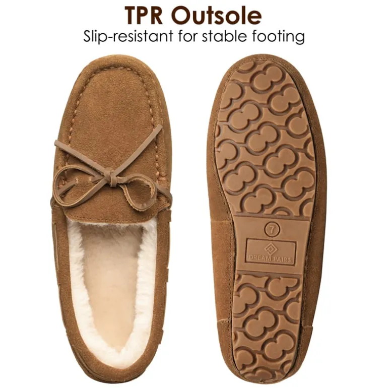 Moccasin Slippers with Faux Fur
