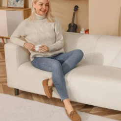 Moccasin Slippers with Faux Fur