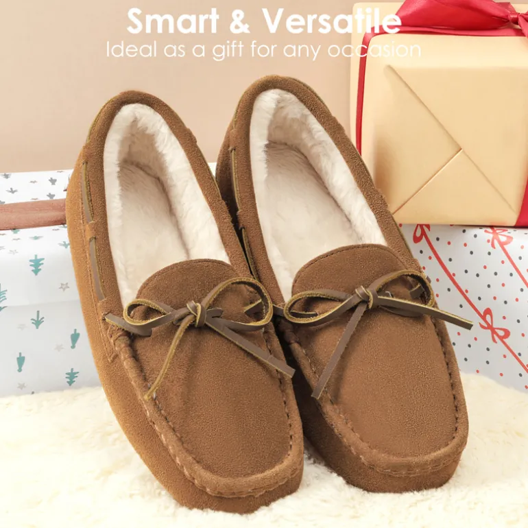 Moccasin Slippers with Faux Fur