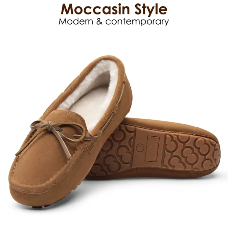 Moccasin Slippers with Faux Fur