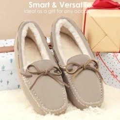 Moccasin Slippers with Faux Fur