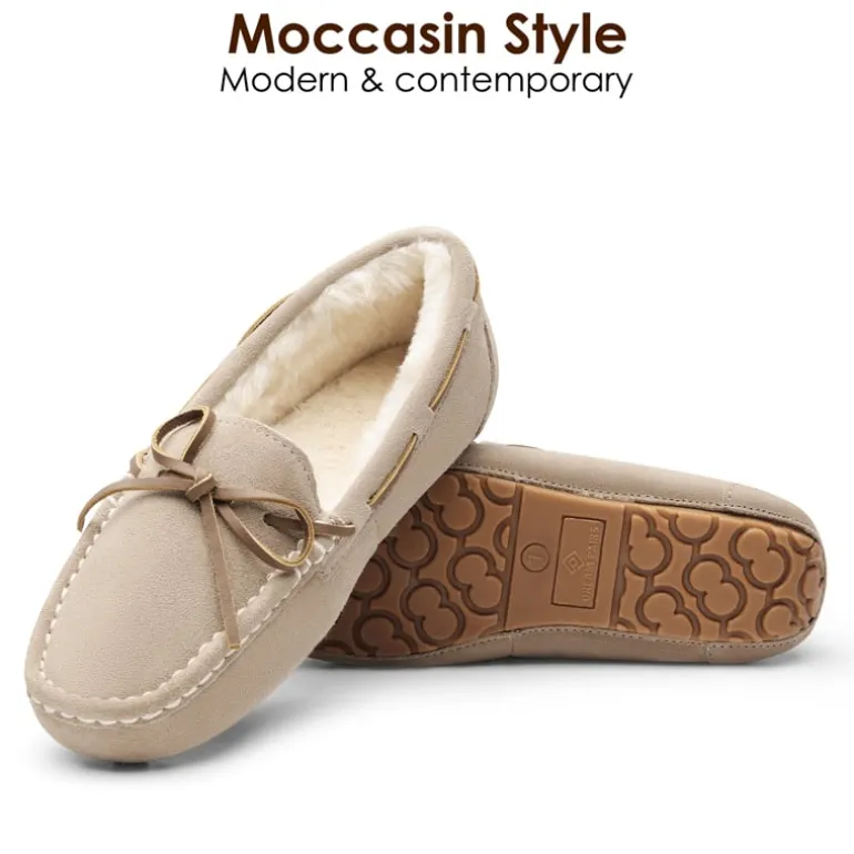 Moccasin Slippers with Faux Fur