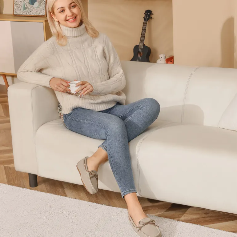 Moccasin Slippers with Faux Fur