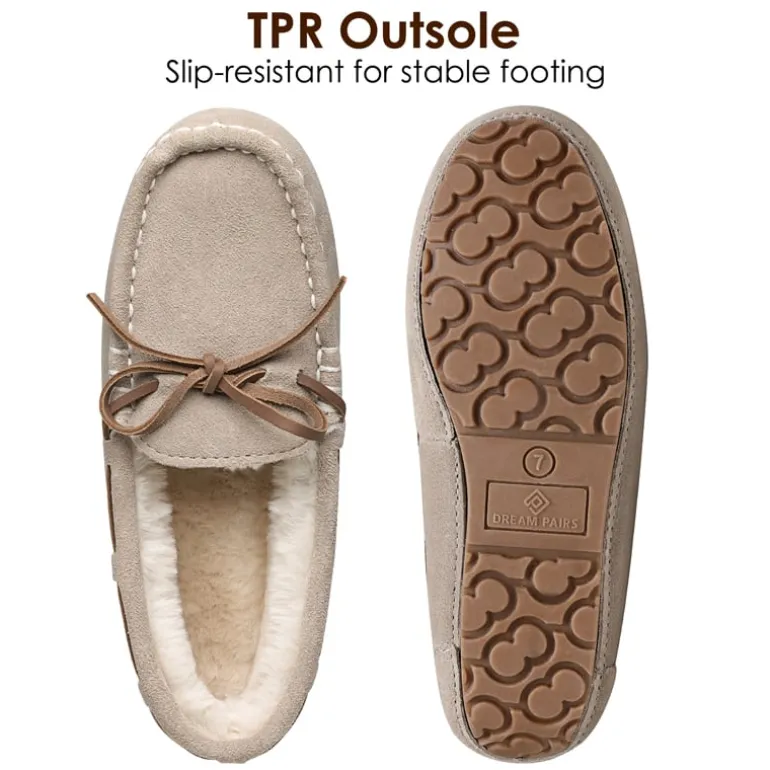 Moccasin Slippers with Faux Fur