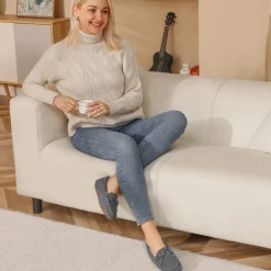 Moccasin Slippers with Faux Fur