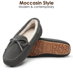 Moccasin Slippers with Faux Fur