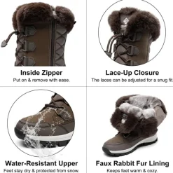 Non-Slip Mid Calf Faux Fur Snow Boots
