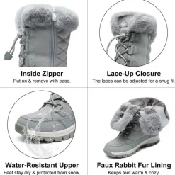 Non-Slip Mid Calf Faux Fur Snow Boots