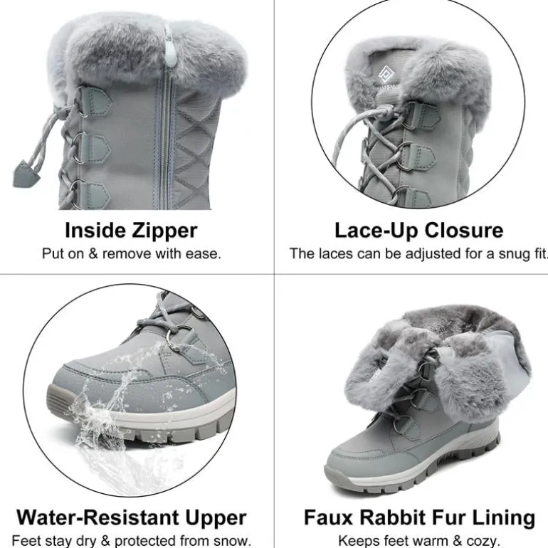 Non-Slip Mid Calf Faux Fur Snow Boots