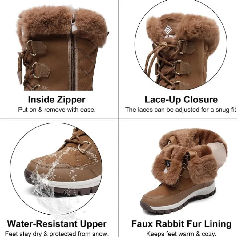 Non-Slip Mid Calf Faux Fur Snow Boots