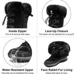 Non-Slip Mid Calf Faux Fur Snow Boots