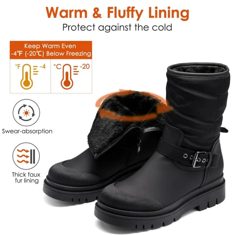 Non-Slip Mid-Calf Waterproof Snow Boots