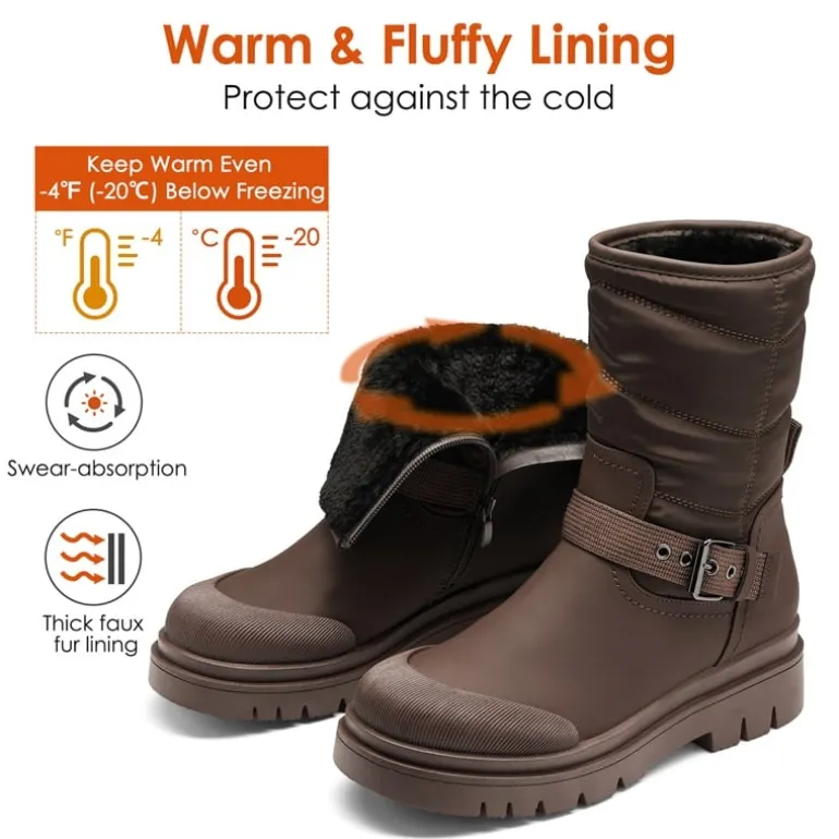 Non-Slip Mid-Calf Waterproof Snow Boots