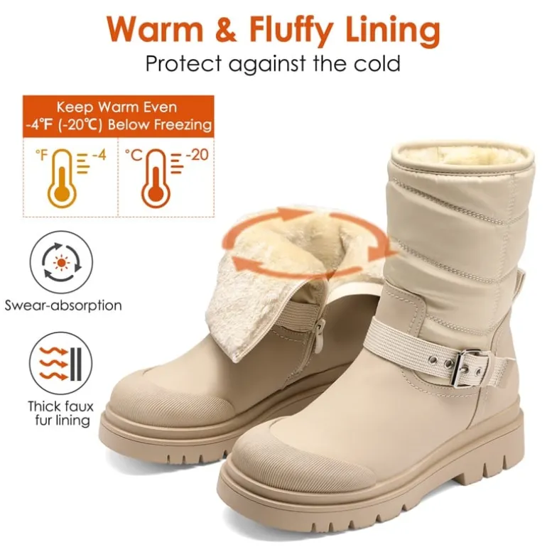 Non-Slip Mid-Calf Waterproof Snow Boots