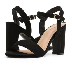 Open Toe Ankle Strap Chunky Heel Sandals
