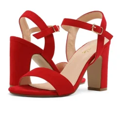 Open Toe Ankle Strap Chunky Heel Sandals