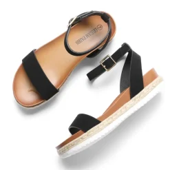 Open Toe Ankle-Strap Espadrille Platform Sandals
