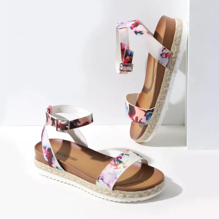 Open Toe Ankle-Strap Espadrille Platform Sandals
