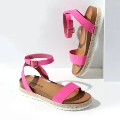 Open Toe Ankle-Strap Espadrille Platform Sandals