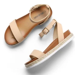 Open Toe Ankle-Strap Espadrille Platform Sandals