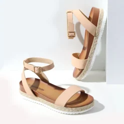 Open Toe Ankle-Strap Espadrille Platform Sandals