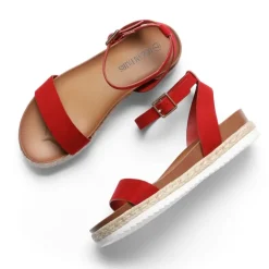 Open Toe Ankle-Strap Espadrille Platform Sandals