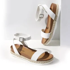Open Toe Ankle-Strap Espadrille Platform Sandals